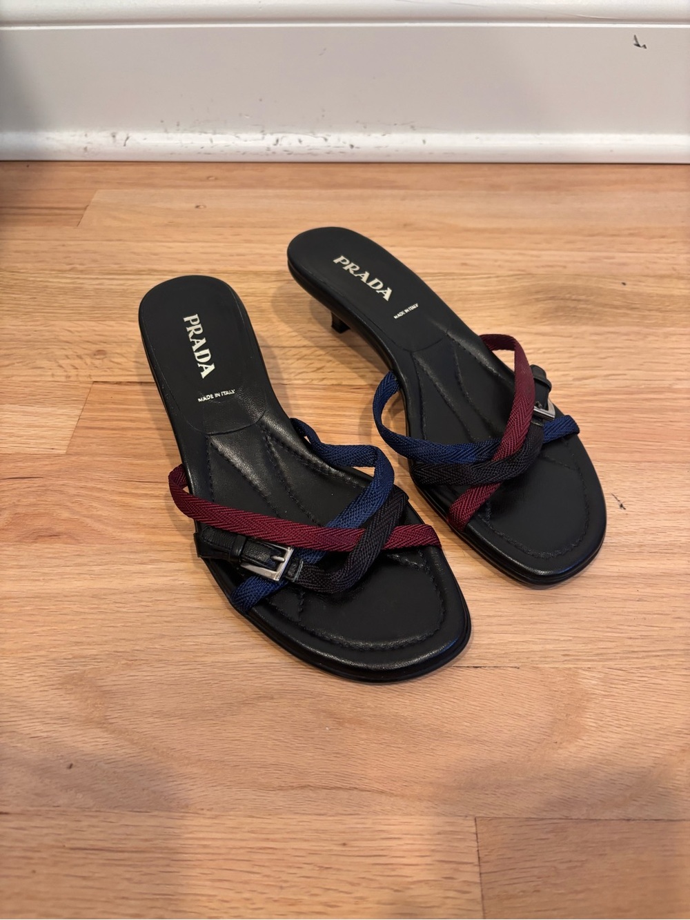 Vintage Prada strappy kitten-heel sandals size 38.5